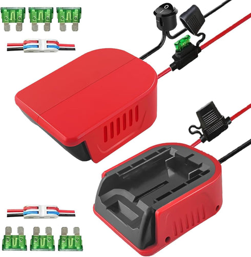 2 Power Wheel Adapter for Craftsman V20, 20V Battery Adapter with 14 Gauge Wire, 30Amp Fuse, Wire terminals, On/Off Button for DIY, Robotics Rc Tr...