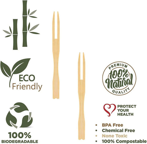 200 Pcs Bamboo Forks 3.5 inch, Wooden Appetizer Forks Mini Food Picks for Party, Banquet, Buffet, Catering, and Daily Life...