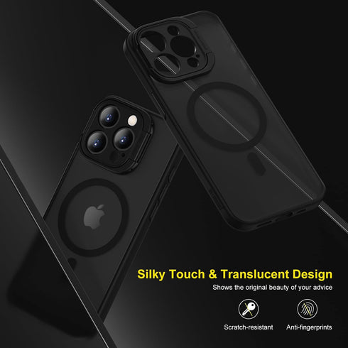 memumi Case for iPhone 15 Pro Max Magnetic with Holder Stand, Matte Coating with Smooth Touch Military Grade Protection Case Compatible with Mag-S...