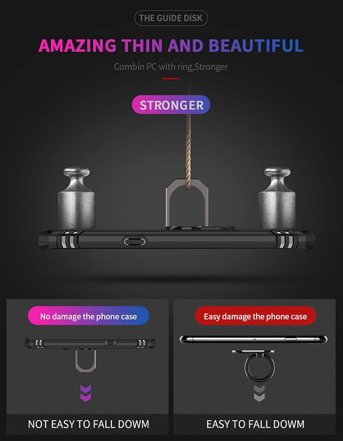 Androgate for Samsung Galaxy Note 8 Case with 3D PET Screen Protectors, Military-Grade Metal Ring Holder Kickstand 15ft Drop Tested Shockproof Cov...