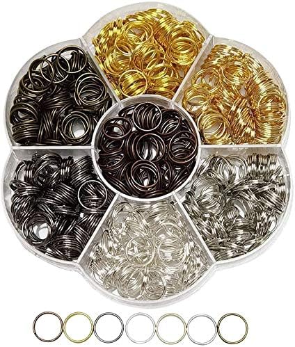Chenkou Craft 1 Box 770PCS 7 Colors Split Double Loops Jump Rings & Ring Jewelry Keychain Making 8mm with 1 pc Clear Box (Mix, 0.31"(8mm))...