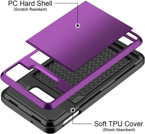 Vofolen Cover for Galaxy S10e Case Wallet Card Holder ID Slot Sliding Door Hidden Pocket Anti-Scratch Dual Layer Protective Hard Shell Rugged TPU ...