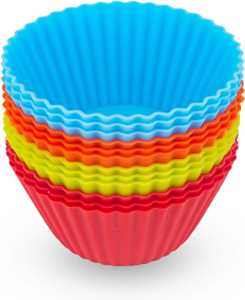 12 Pack Silicone Baking Cups, Thicken Muffin Cups Liners, Reusable, BPA-Free & Non-stick Muffin Cupcake Liners, Standard, Multicolor...