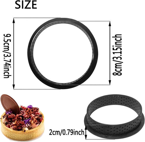 Mini Tart Ring Mold for Baking, Airlxf 8PCS Round Shape Black Cake Mold Mousse Circle Tart Ring Round Cake Molds...