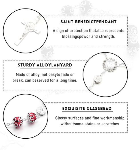 Car Rosary for Rearview Mirror, Personalized Auto Rosary Cross Blessing Decors, Rosary Beads Rear View Mirror Pendant Hanging Accessories, Univers...