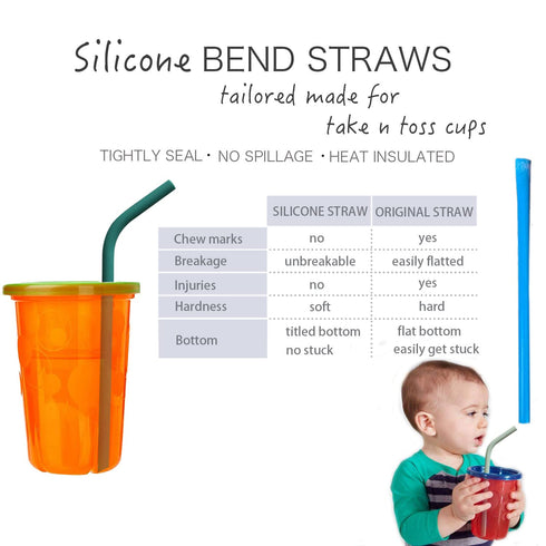 Reusable Thin Short 6.7" Cute Silicone Bendy Straws for Toddlers&Kids&Baby,6 10 12 oz Wine/Yeti Tumbler, Coffee/Cocktail Mug,Soda Cans,Take n toss...