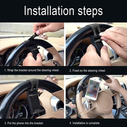 Car Steering Wheel Phone Mount, Portable Steering Wheel Phone Holder Mount Clip, Steering Wheel Smartphone Mount, Phone Holder Universal for Most ...