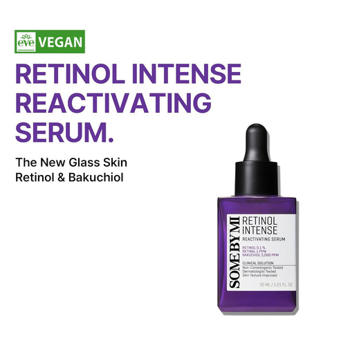 SOME BY MI Retinol Intense Reactivating Serum - 1.01Oz, 30ml - Mild Korean 0.1% Retinol Serum for Face Aging Sign and Glass Skin - Post Acne Marks...