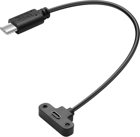 USB 2.0 Tyep C Panel Mount Adapter Cable 90 Degree Angle USB C Male to Female Extension CableUSB 2.0 Type C Cable with Panel Mount Screw for Lapto...