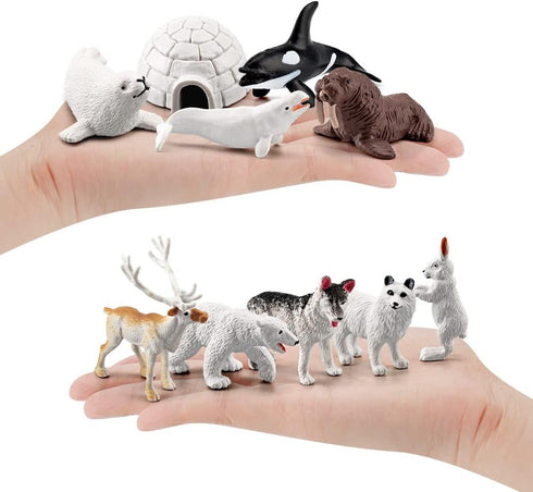 10pcs Arctic Animals Figurines,Mini Arctic Animal Toy Set, Arctic Circle Ocean Sea Animal Figurines Playset for Kids Educational Toys -Cake Topper...