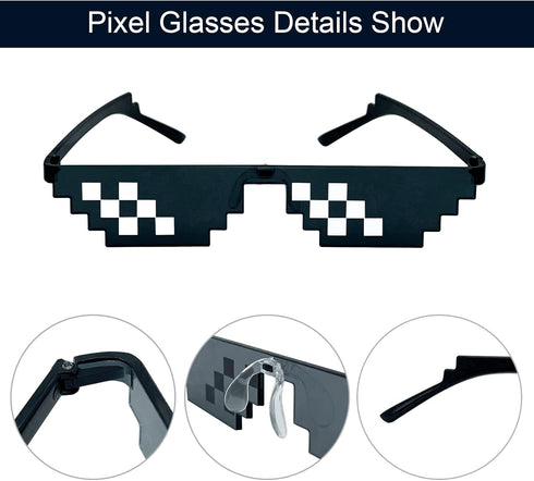 Lorigun Thug Life Glasses Pixel Sunglasses for Party, Deal with it Glasses Bachelor Party Decor...