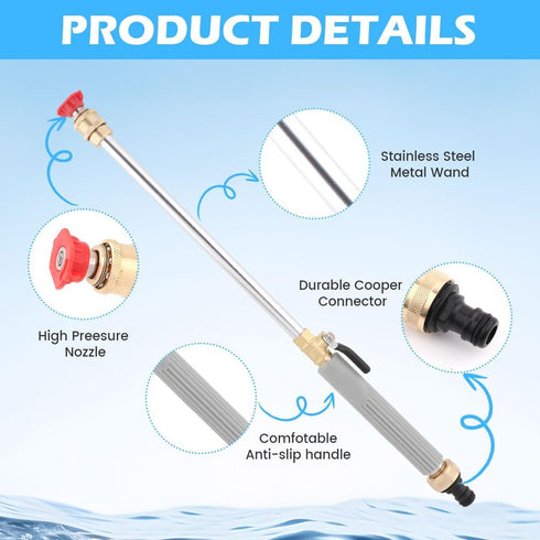 High Pressure Power Washer Wand, Garden Hose Pressure Washer with Jet Nozzle, Jet nozzle High Pressure Hose Nozzle for Car Washing Garden Includes...
