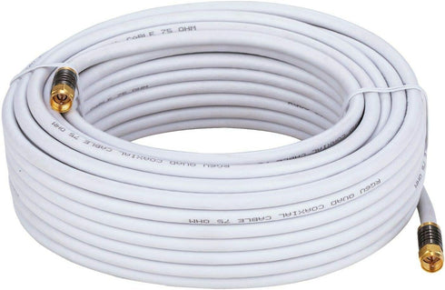Cables Direct Online 20ft White Quad Shield RG6 Coaxial Cable, F Pin and BNC Extension Wire for Satellite Dish, Cable TV, Antenna - Digital HD 3GH...