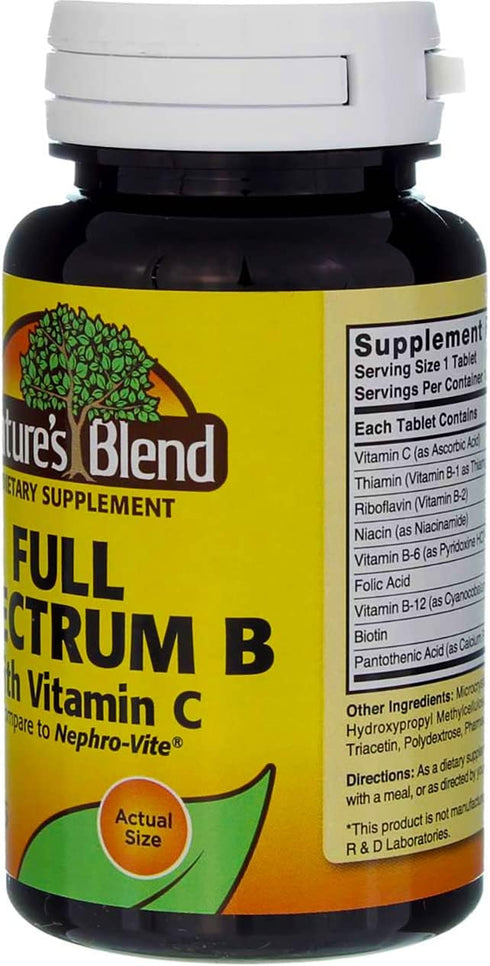 Nature's Blend Full Spectrum B with Vitamin C Powder, 100 Count (1269)...