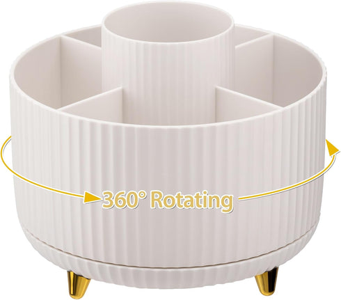 Makeup Brush Holder, Multi-angle Rotating Makeup Organizer, Multifunction Cosmetic Organizer for Bathroom Countertop, Bedroom Nightstand, Desktop,...