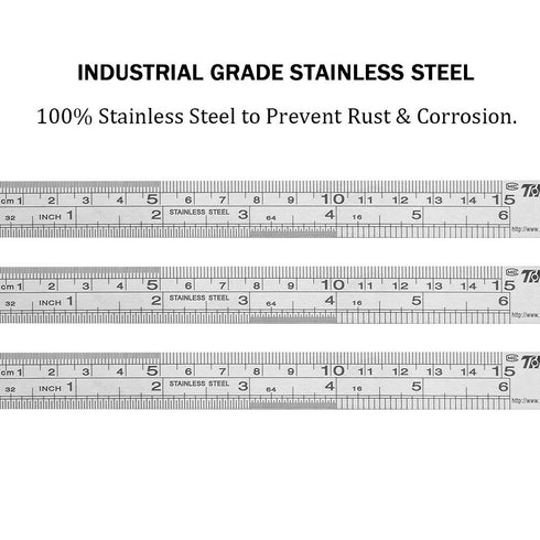 ZZTX Ruler Metal Straight Edge Ruler Stainless Steel Ruler 6 Inch Ruler Set Rulers Bulk 2 Pack...