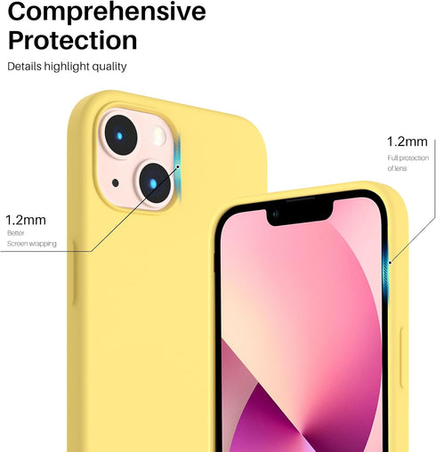 ORNARTO Compatible with iPhone 13 Case 6.1, Slim Liquid Silicone 3 Layers Full Covered Soft Gel Rubber Case Cover 6.1 inch-Lemon Yellow...