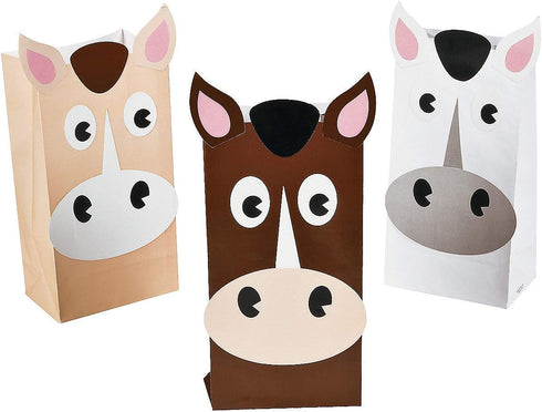 Fun Express Horse Treat Bags 5x10 – Cowboy Cowgirl & Farm Party Supplies for Birthdays Gifts & Special Occasions – Perfect for Party Favors Barnya...