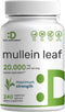 DEAL SUPPLEMENT Mullein Leaf Extract 20,000mg, 240 Veggie Capsules – 4 Month Supply – Natural Lung Detox Herbal Supplement – Supports Respiratory ...