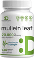 DEAL SUPPLEMENT Mullein Leaf Extract 20,000mg, 240 Veggie Capsules – 4 Month Supply – Natural Lung Detox Herbal Supplement – Supports Respiratory ...