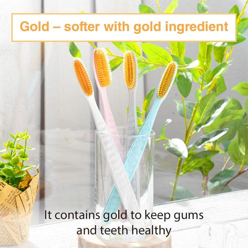 Wangta Soft Toothbrush, 10 Pack (Gold) – Best Manual Toothbrush for Maximum, Efficient Cleaning and Sensitive Gums and Teeth...