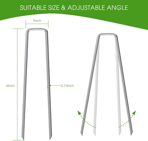 6 Inch Galvanized Garden Landscape Staples Stakes, 25 50 100 PCS Anti-Rust Garden Staples U-Shaped Landscape Pins for Secure Lawn Fabric (25, 6 in...