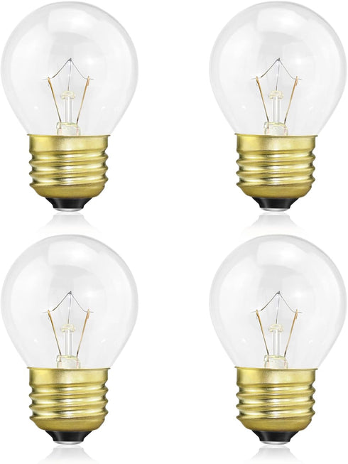 Oven Light Bulb 40 Watt, G45 Clear - High Temp 120V 415 Lumens E26 Standard Base, Appliance Light Bulb for Stove Refrigerator Microwave 4-Pack...