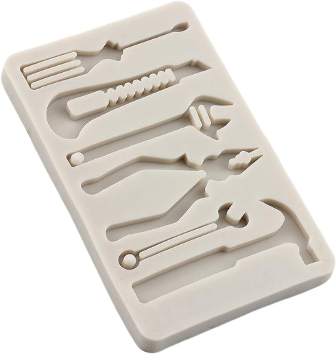 Hand Tools Silicone Molds Hammer Pliers Wrench Fondant Mold Construction Tool Mold For Sugar Cake Decorating Cupcake Topper Chocolate Gum Paste Ca...