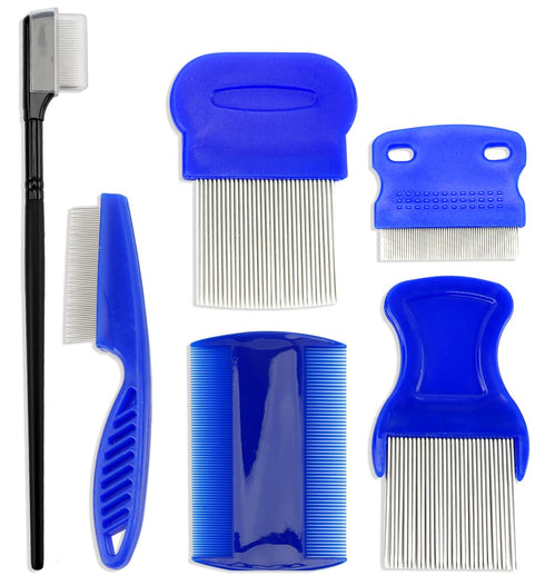 Pet Dog Eye Combs 6Pcs Pet Flea and Tick Comb Pet Grooming Comb for Gently Cleaning Tear Marks Crust and Mucus(Black and Blue)...