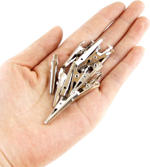 100pcs Metal Alligator Clip, 35mm Spring Clamps Test Line Crocodile Clip Silver Tone Alligator Clips Nickel Plated Crocodile Clamps, Used In Labor...