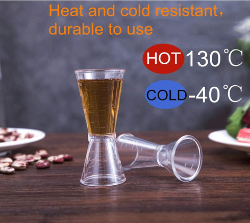 Double Clear Plastic and Stainless Steel Japanese Style Jigger, Set of 3, Cocktail Measuring Shot Glasses Drink Spirit Measure Cup for Bar Party K...