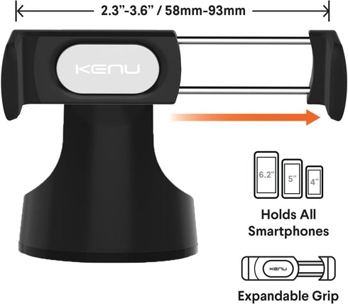 Kenu Airbase Pro Car Phone Mount for Dashboard and Windshield - Desk Phone Stand - 360 Degree Rotation - Grips Expand to 3.6 Inches - Elegant Desi...