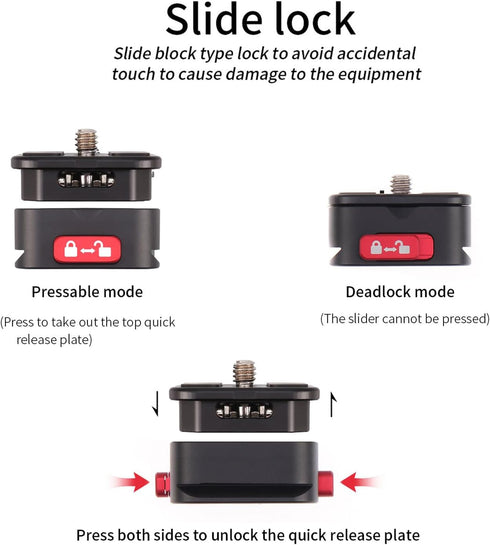 Quick Release Plate Kit QR Plate Camera Mount Adapter, Quick Release System with 1/4 Inch Screw for DSLR/Cameras/Tripod/Monopod/Slider/Handheld Gi...