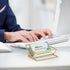 Hipiwe Glass Business Card Holder for Desk, Golden Metal Frame Business Card Display Stand for Office Reception Exhibition Meeting Desktop Organiz...