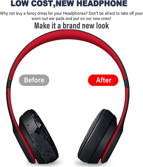 Solo3 Ear Pads Cushions Replacement for Beats Solo 2 & Solo 3 Wireless On-Ear Headphones, Ear Cushions Memory Foam Earpads with Soft Protein Leath...