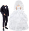 E-TING Wedding Set Beautiful Gown White Bride Dress Clothes with Veil and Groom Business Suit Outfit for Boy Girl Dolls?Doll Not Included?...