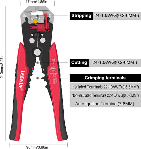 Self Adjusting Wire Stripper 3 in 1, Auto Wire Stripper for 10 AWG to 22 AWG Speaker Wire, Electrical Wire Stripping Cable Cutting Crimping Tool...