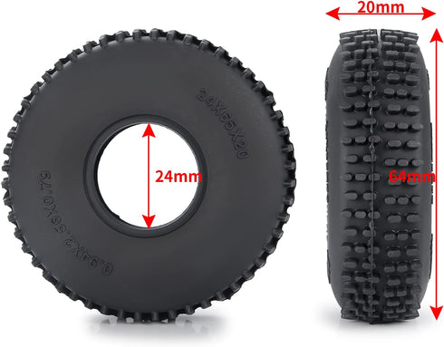 RCHUBAM 4PCS 1.0" Crawler Tires Rubber Tires 65mm for 1/18 TRX4M 1/24 Axial SCX24 Deadbolt Bronco RC Crawler Car...