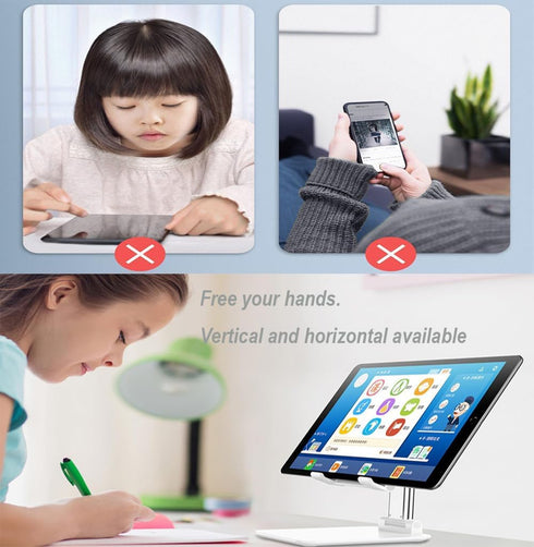2Pack Cell Phone Stand for Desk, Adjustable Angle & Height Mobile Phone Holder Cute, Foldable Compact Desk Mount for Smartphone, Kindle under 7'' ...