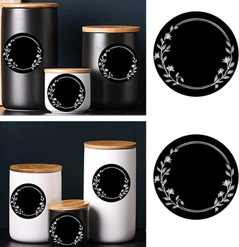 1.5 Inch Round Spice Jar Chalkboard Labels with Wreath Design Blackboard Stickers Kitchen Pantry Labels for Canning Bins,Containers,Mason Jars Sea...