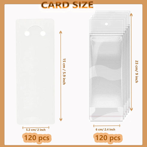 120 Set Keychain Display Card with Self-Sealing Bags, Keychain Packaging Keyring Jewelry Holder Display (White 5.9X2inch)...