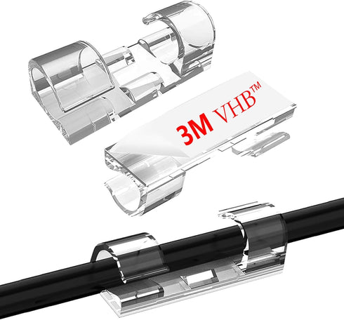 Adhesive Cable Clips Clear (40PCS, M), Strong Self-Adhesive Upgraded Wire Holders for Wall,Strong Cord Organizer Under Desk,TV,Car,PC,Christmas Li...