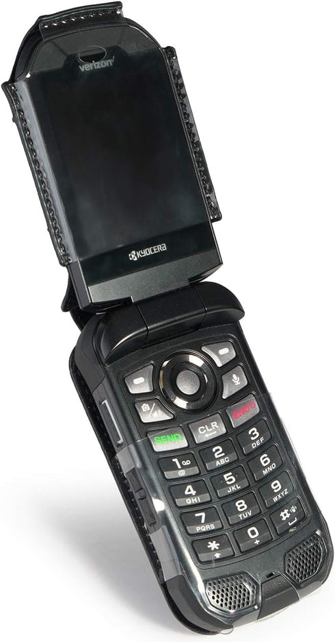 Nakedcellphone Fitted Series for Kyocera DuraXV Extreme, DuraXE Epic, DuraXA Equip Case, Black Vegan Leather Cover with [Built-in Screen Protectio...
