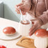 Ceramic Mushroom Shape Sugar Bowl Spice Jar Seasoning Pot with Lid Spoon...