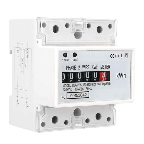Single Phase Two Wire Energy Meter 4P LED Din Rail Electricity Power Voltmeter Ammeter Voltage Amp Kwh Meter Multimeter...