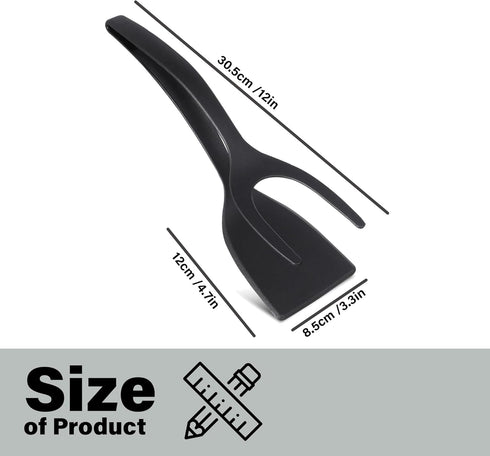DASZERX® 2 in 1 Grip & Flip Egg Flipper Spatula Tongs, Multi-purpose Non-Stick Kitchen Shovel for Bread Fish Pancake Toast, Home Kitchen Cooking T...