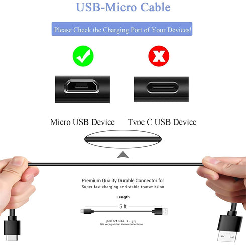 Mirco USB Charger Charging Cable Cord Compatible for TOZO T8 T6 T5 Earbuds,Logitech G635 G935 G633 G930 G933 H600 H800 G633S G933S G533 G430 Pro G...