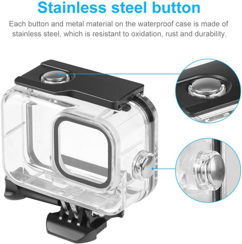 60M/196FT Waterproof Case for GoPro Hero12 Black/Hero11 Black/Hero10 Black/Hero9 Black Camera Accessories,Underwater Deep Diving Protective Shell ...