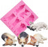 Fewo 6-Cavity Sleeping Dog Corgi and French Bulldog Silicone Mold for Fondant Chocolate Candy Gum Paste Polymer Clay Resin Kitchen Baking Sugar Cr...