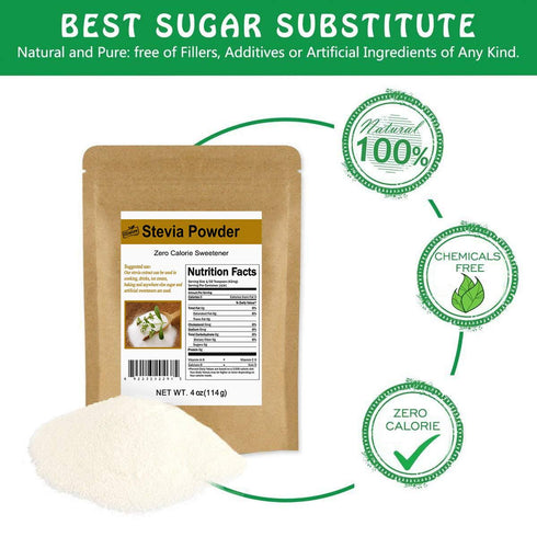 CCnature Stevia Powder Extract Natural Sweetener Zero Calorie Sugar Substitute 4oz...